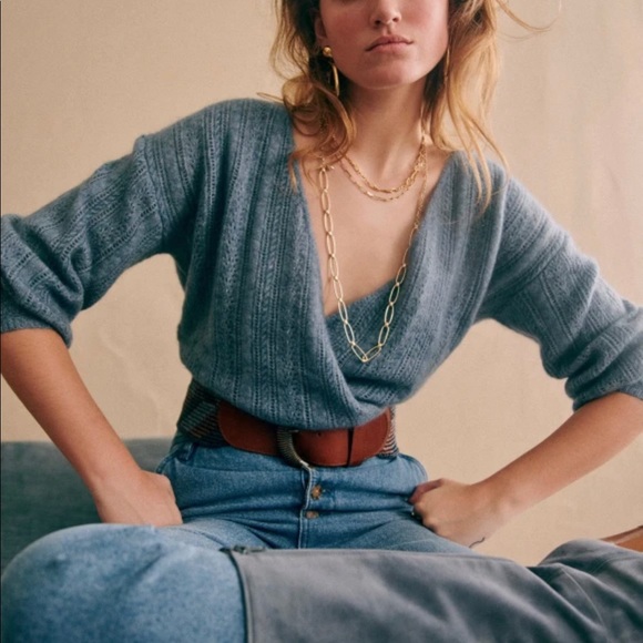 Nwt Sezane Christina Bleu Blue Mohair 